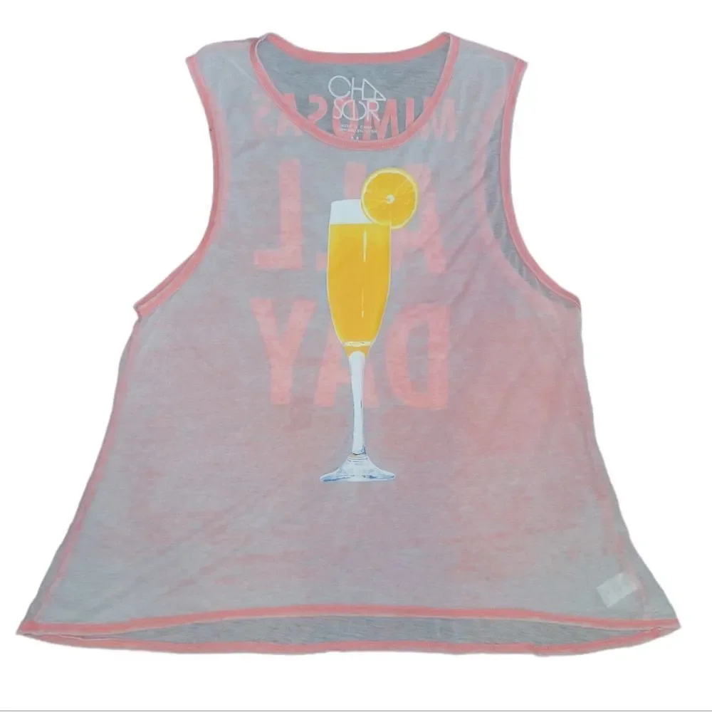 CHASER Mimosas All Day Pink Burnout Tank Top M